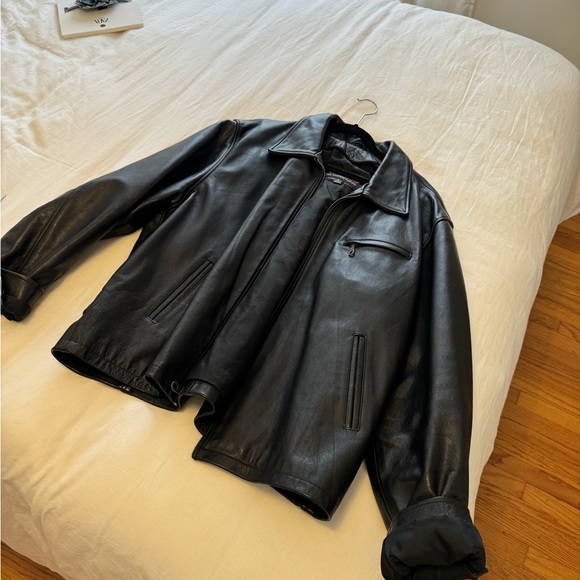 Vintage Wilson black leather oversized jacket - Picture 4 of 4